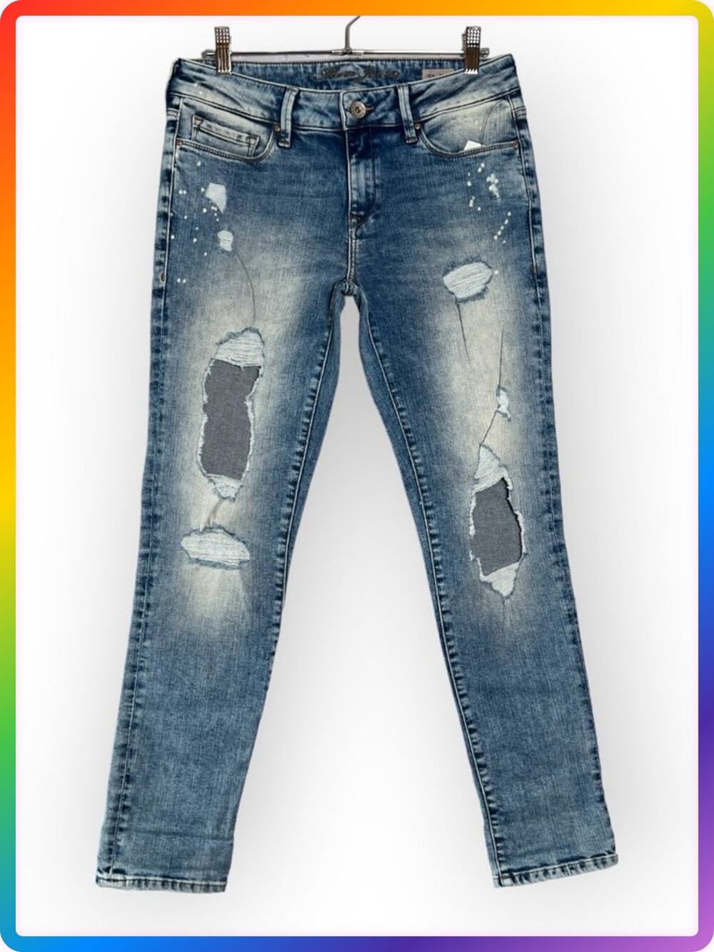 Mavi Ada Boyfriend Jeans SIZE 27x28 Distressed Destroyed Relaxed Fit Denim